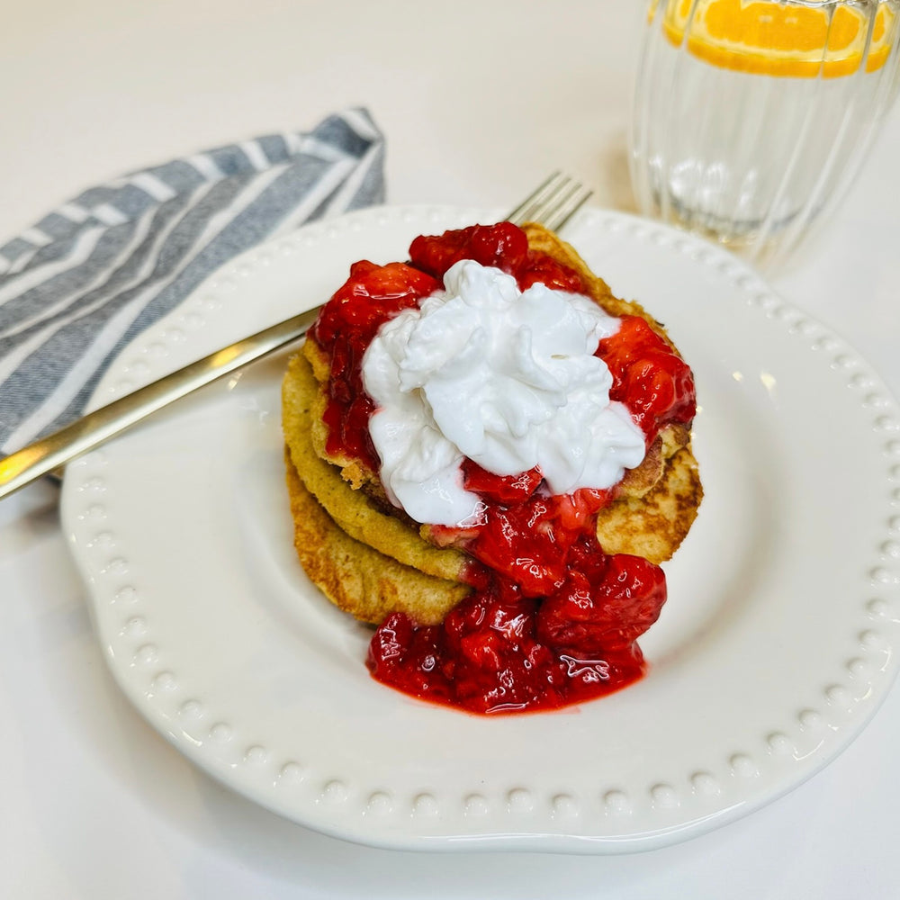 Strawberry Collagen Protein Pancakes